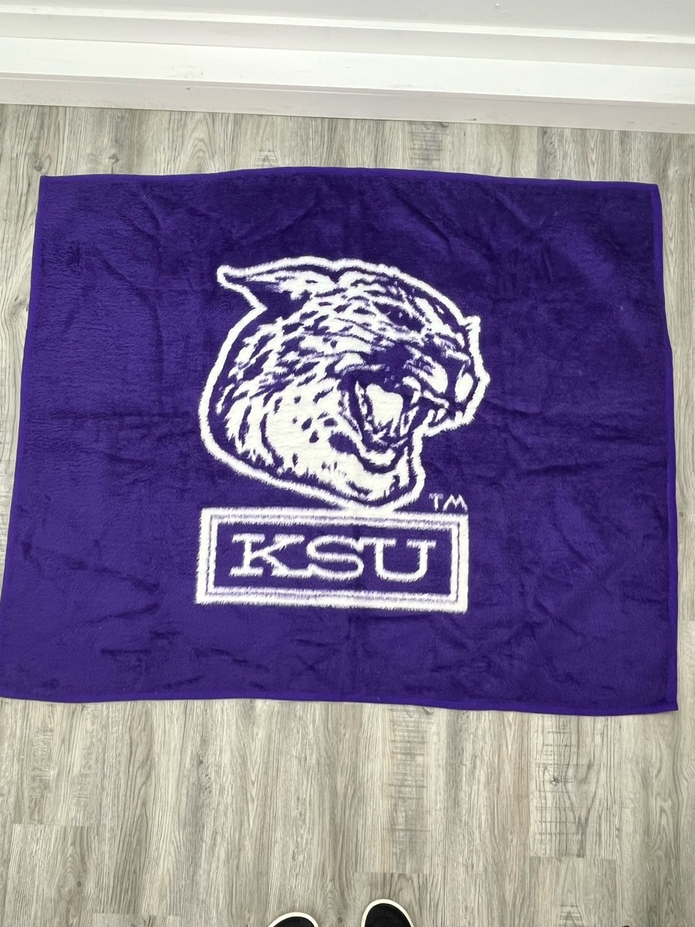 Biederlack Vintage KSU Wildcats Purple White Throw Stadium Blanket 58x48
